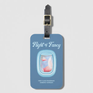 Flight of Fancy-Pigs Flying Past Airplane Window Luggage Tag