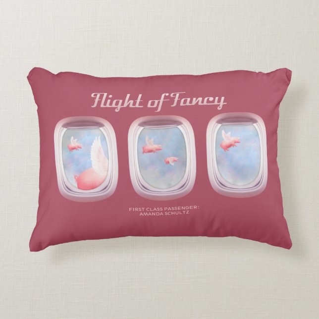 Flight of Fancy-Where Pigs Fly Accent Pillow (Front)