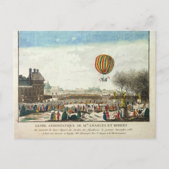 Flight of Jacques Charles  and Nicholas Robert Postcard (Front)