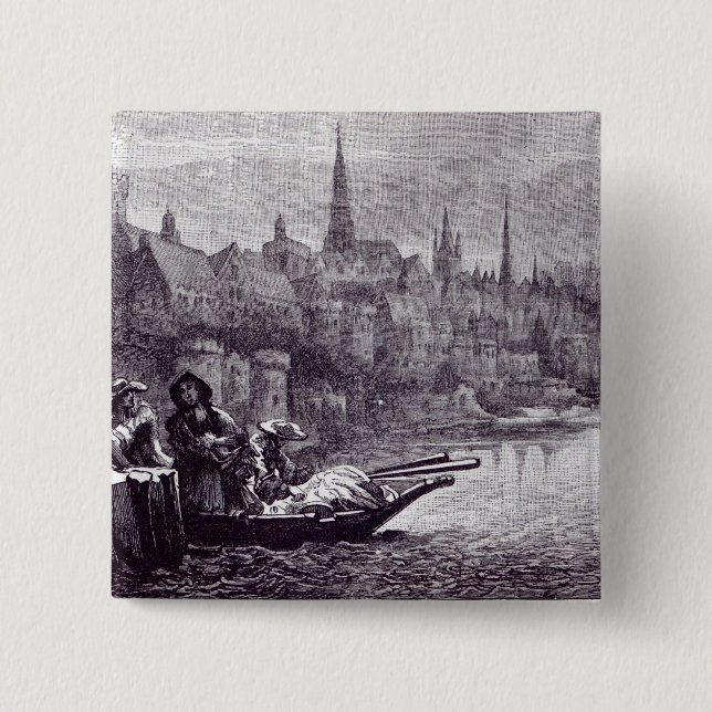Flight of King James 2 Inch Square Button (Front)