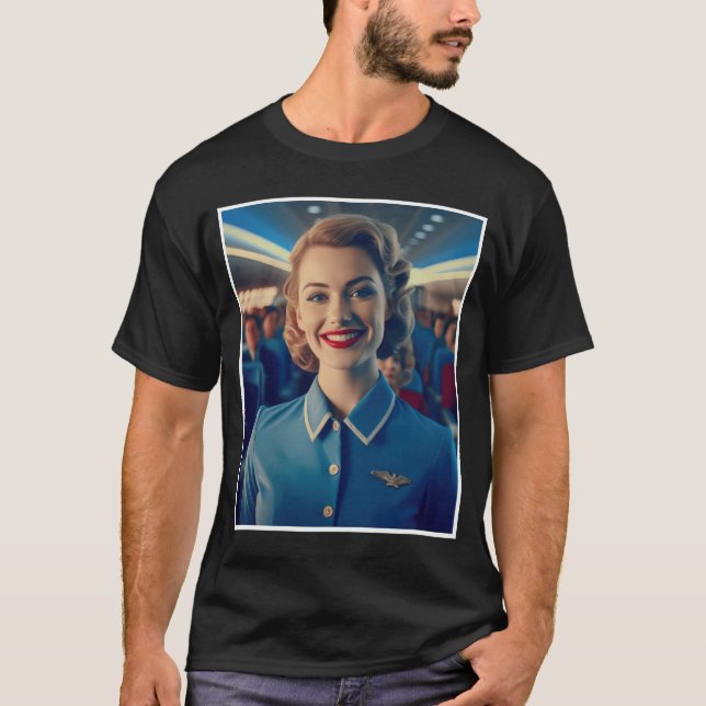 Flight Of Nostalgia: Scandinavian Stewardess Essen T-Shirt (Front)