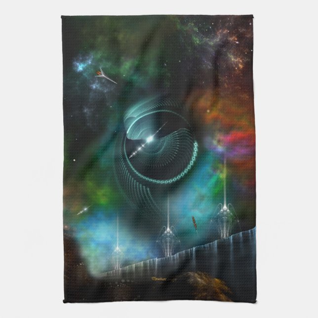 Flight Of The Corbius Fractal Art Kitchen Towel (Vertical)