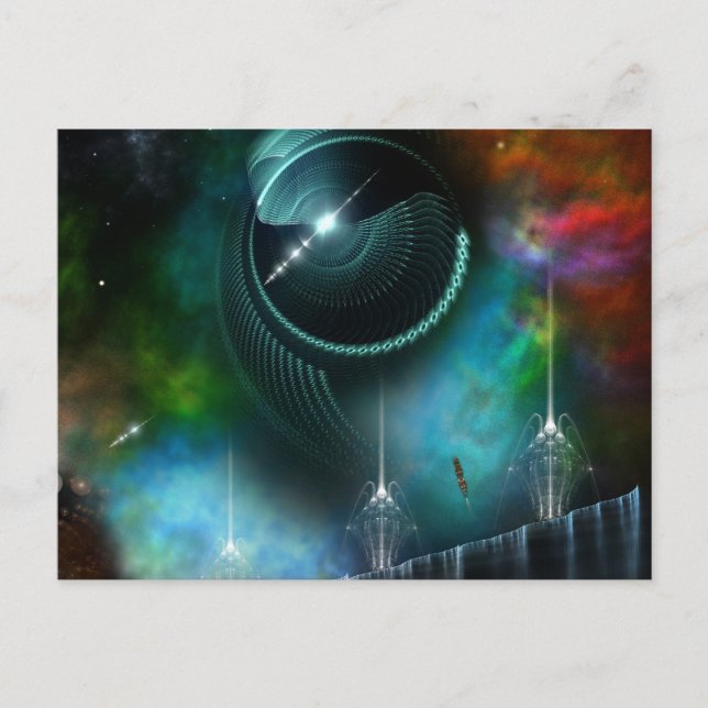 Flight Of The Corbius Fractal Art Postcard (Front)