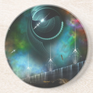 Flight Of The Corbius Fractal Sandstone Ornament Coaster
