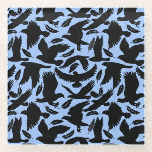 Flight of the Eagles black.w L Blue BG Glass Coaster