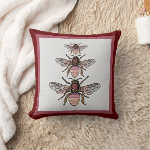 Flight of the glitter bees throw pillow