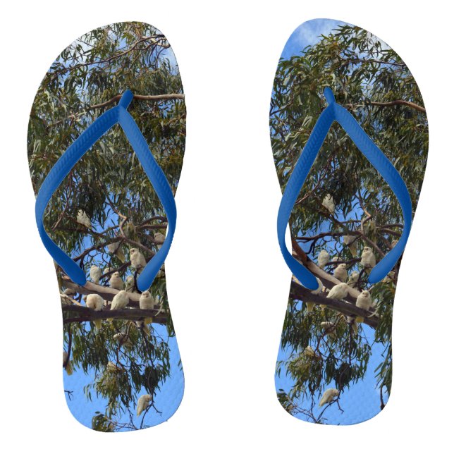 "Flight of the Wild: White Australian Cockatoos  Flip Flops (Footbed)