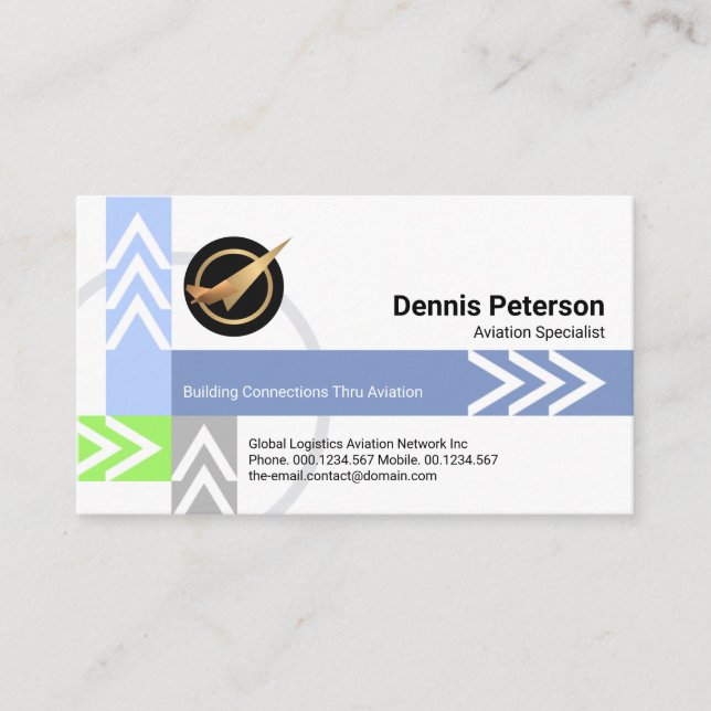 Flight Path Pattern Logistics Pilot Service Business Card (Front)