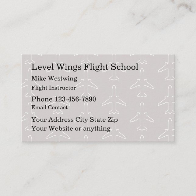 Flight School Instructor Modern Business Card (Front)