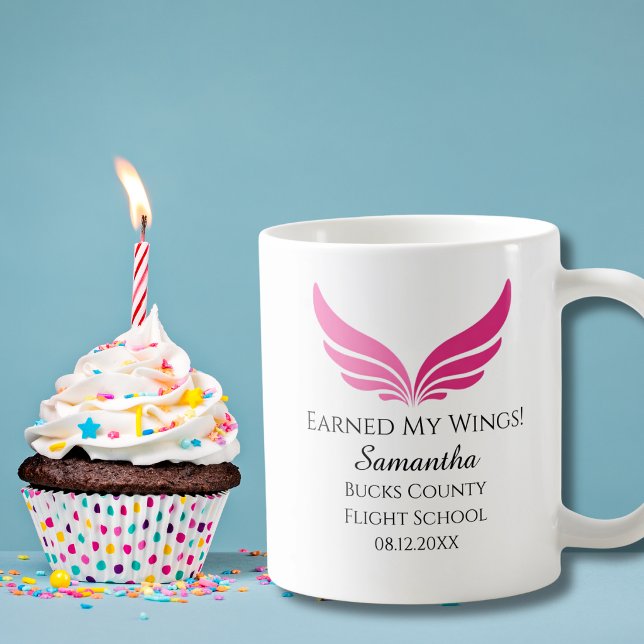 Flight Student Pilot Pink Wing Graduation Aviation Coffee Mug (Creator Uploaded)