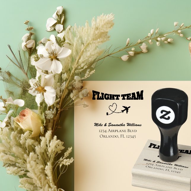 Flight Team & Airplane forms Heart Cute Wedding Rubber Stamp (Creator Uploaded)