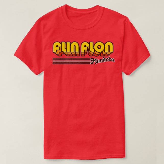 Flin Flon Manitoba Retro Stripes T-Shirt (Design Front)