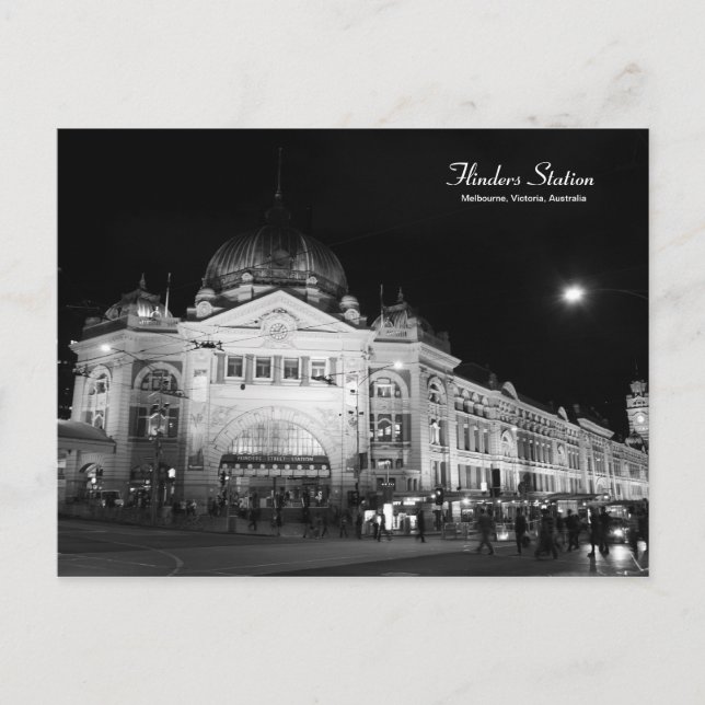 Flinders Station Melbourne Black & White carte pos (Devant)