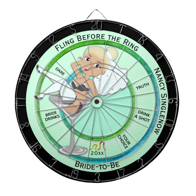 Fling Before the Ring Bachelorette Party Blonde Dartboard (Front)