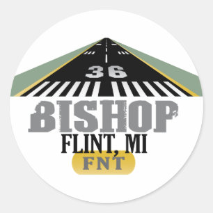 Flint, MI Bishop Airport FNT Airport Runway Classic Round Sticker