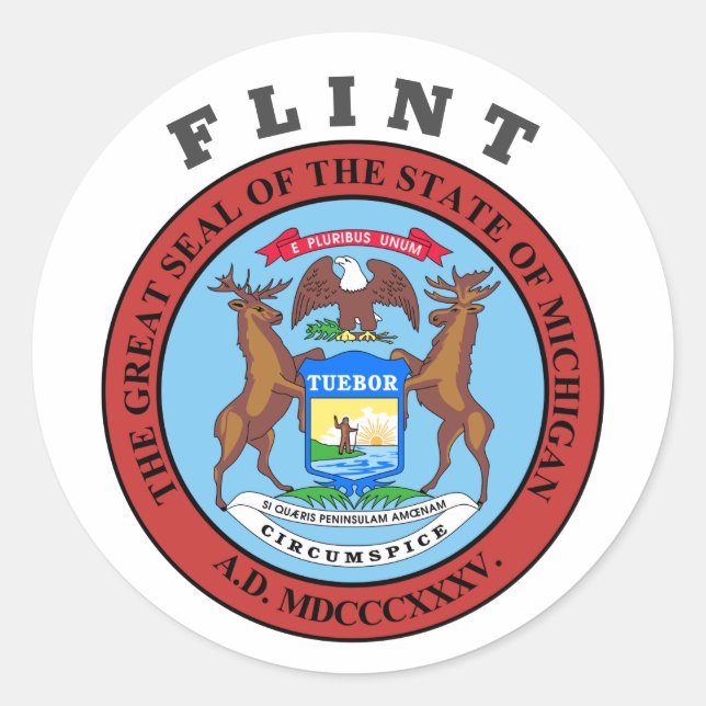 Flint, Michigan Classic Round Sticker (Front)