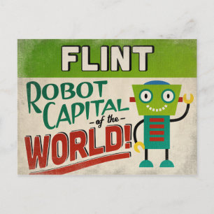Flint Michigan Robot - Funny Vintage Postcard