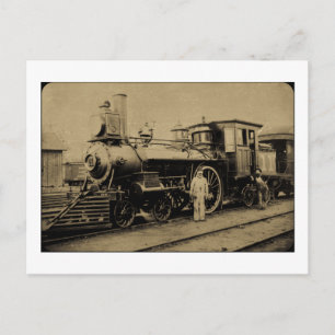Flint & Pere Marquette Railroad Engine # 11 sepia Postcard