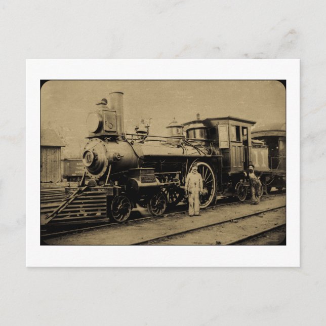 Flint & Pere Marquette Railroad Engine # 11 sepia Postcard (Front)