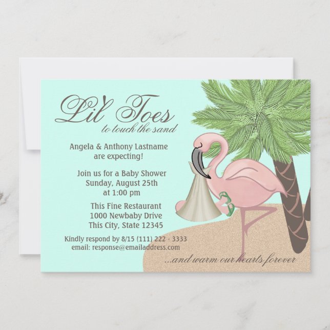 Flip Flop and Flamingo Baby Shower Invitation (Front)