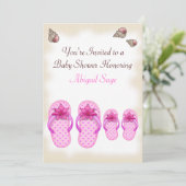 Flip Flop Baby Shower Invitations for Girls (Standing Front)