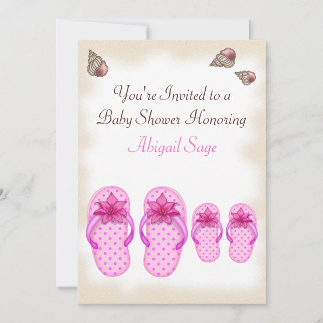 Flip Flop Baby Shower Invitations for Girls (Front)