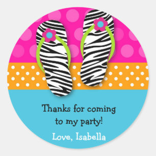 Flip Flop Birthday Party Favour Stickers Labels