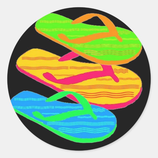 flip-flop classic round sticker (Front)