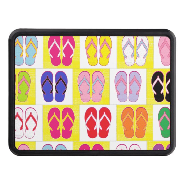 Flip Flop Collage Trailer Hitch Cover (Front)