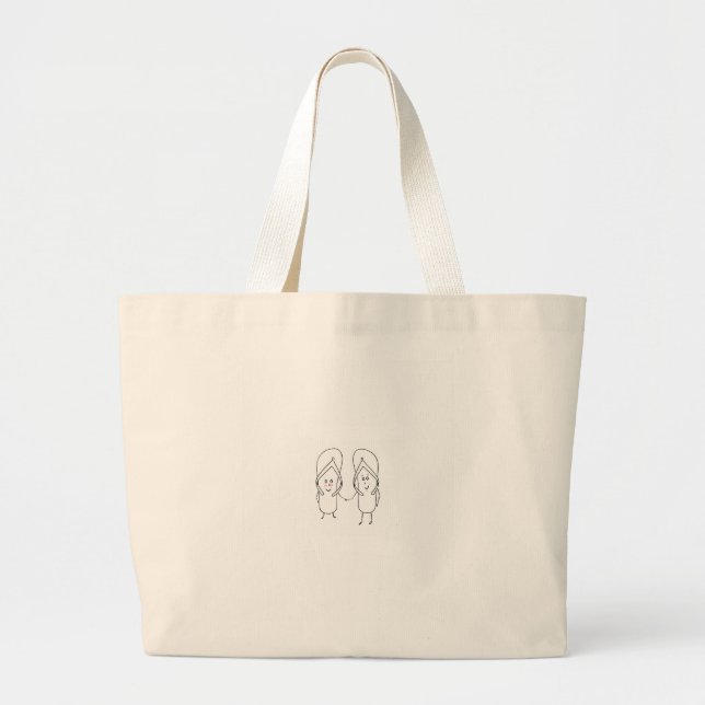 Flip Flop, cute, sandal themed Large Tote Bag (Front)