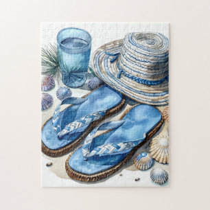 Flip Flop de plage côtière et Puzzle Casquette