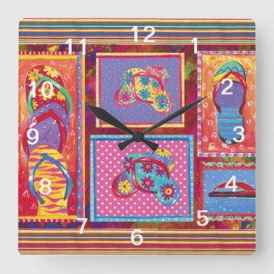 Flip-flop Fun Collage wall clock