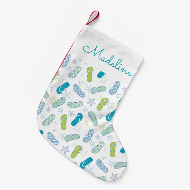 Flip Flop Pattern | Add Your Name Small Christmas Stocking (Front (Hanging))