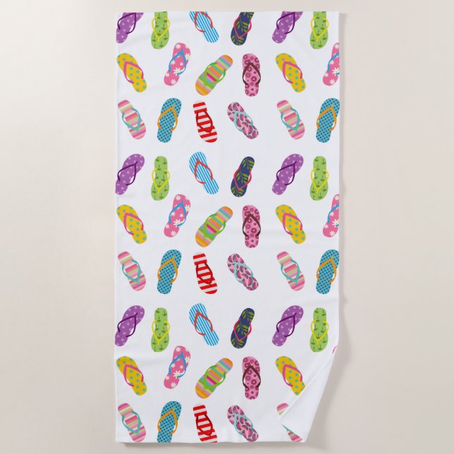 Flip Flop Pattern | Any background colour  Beach Towel (Front)