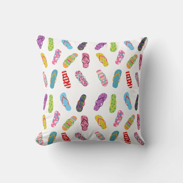 Flip Flop Pattern | Any background colour Throw Pillow (Front)