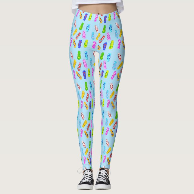 Flip Flop Pattern Blue Leggings (Front)