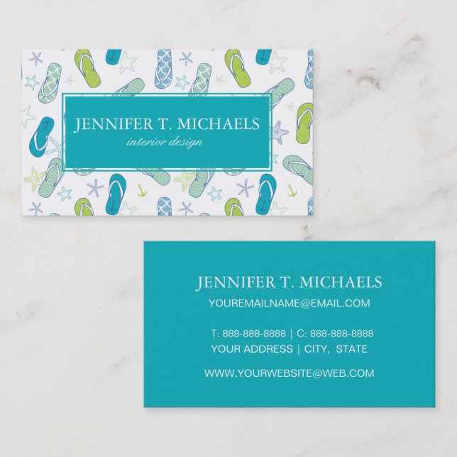 Flip Flop Pattern Business Card (Front/Back)