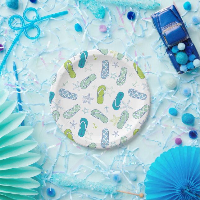 Flip Flop Pattern Paper Plate (Party)