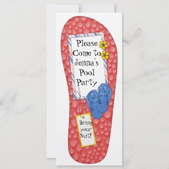 Flip Flop Pool party Birthday Invitation (Front)