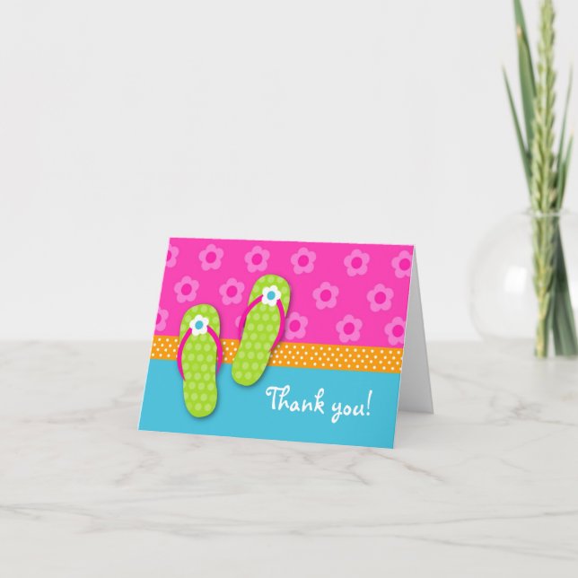 Flip Flop Pool Party Follot Merci cartes de note (Devant)