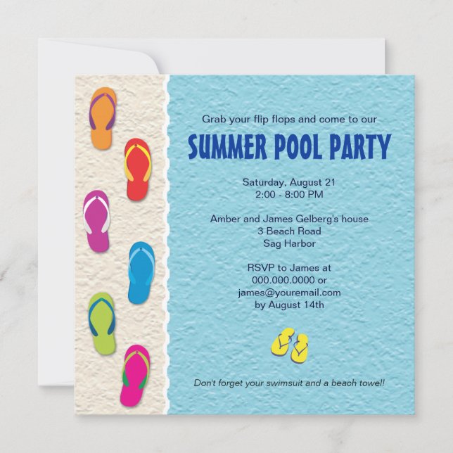 Flip Flop Pool Party Invitation (Front)