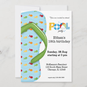 Flip Flop Pool Party Invitation