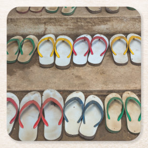 Flip Flop Sandles Square Paper Coaster
