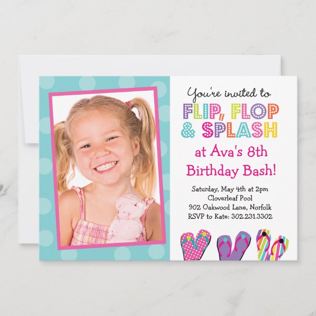 Flip Flop Splash Birthday Bash Invitation (Front)