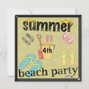 Flip Flops 4th Birthday Summer Beach Party Invitation