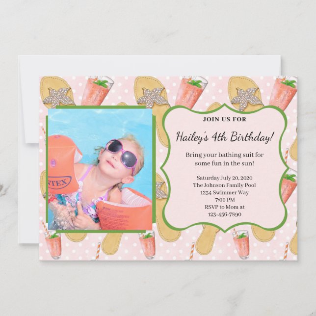 Flip Flops and Lemonade Party Invitation (Front)