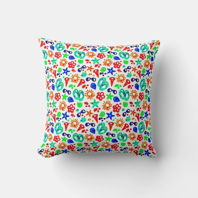 Flip Flops And Sunglasses Throw Pillow (Front)
