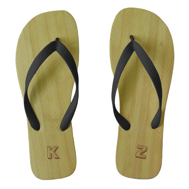 Flip Flops - Bamboo Boards with Initials (Footbed)