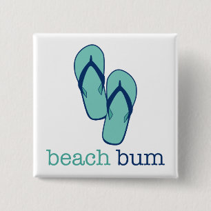 Flip Flops Beach Bum 2 Inch Square Button