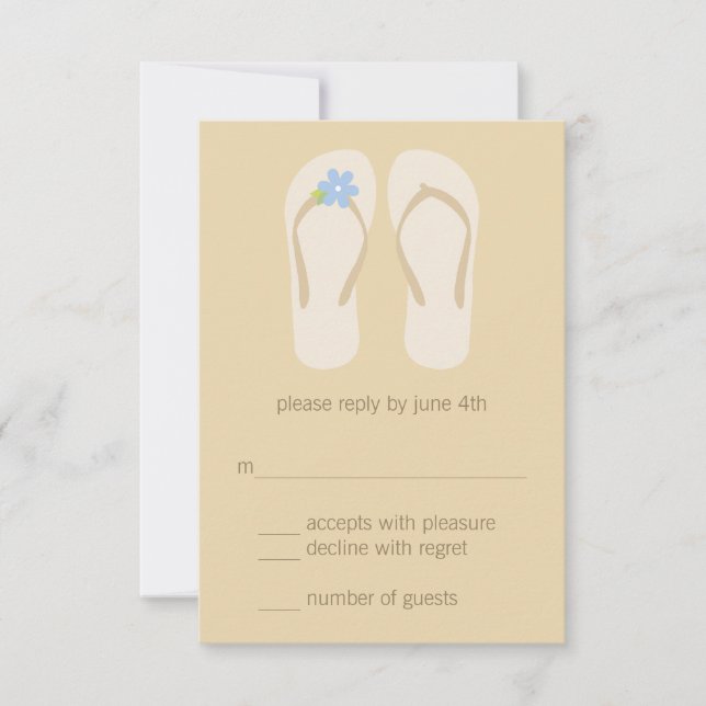 Flip Flops Beach Wedding Cartes RSVP - Bleu (Devant)